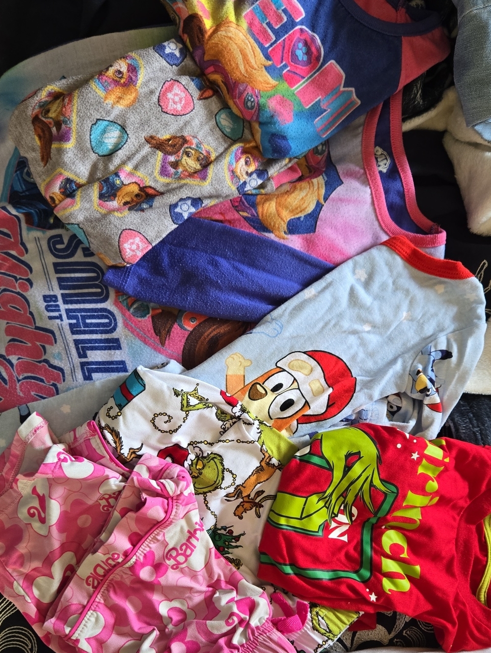 Colorful Mixed Kids Pajama Tops Lot - Characters & Prints